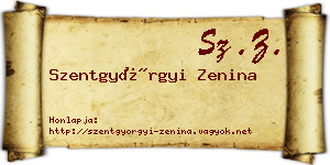 Szentgyörgyi Zenina névjegykártya